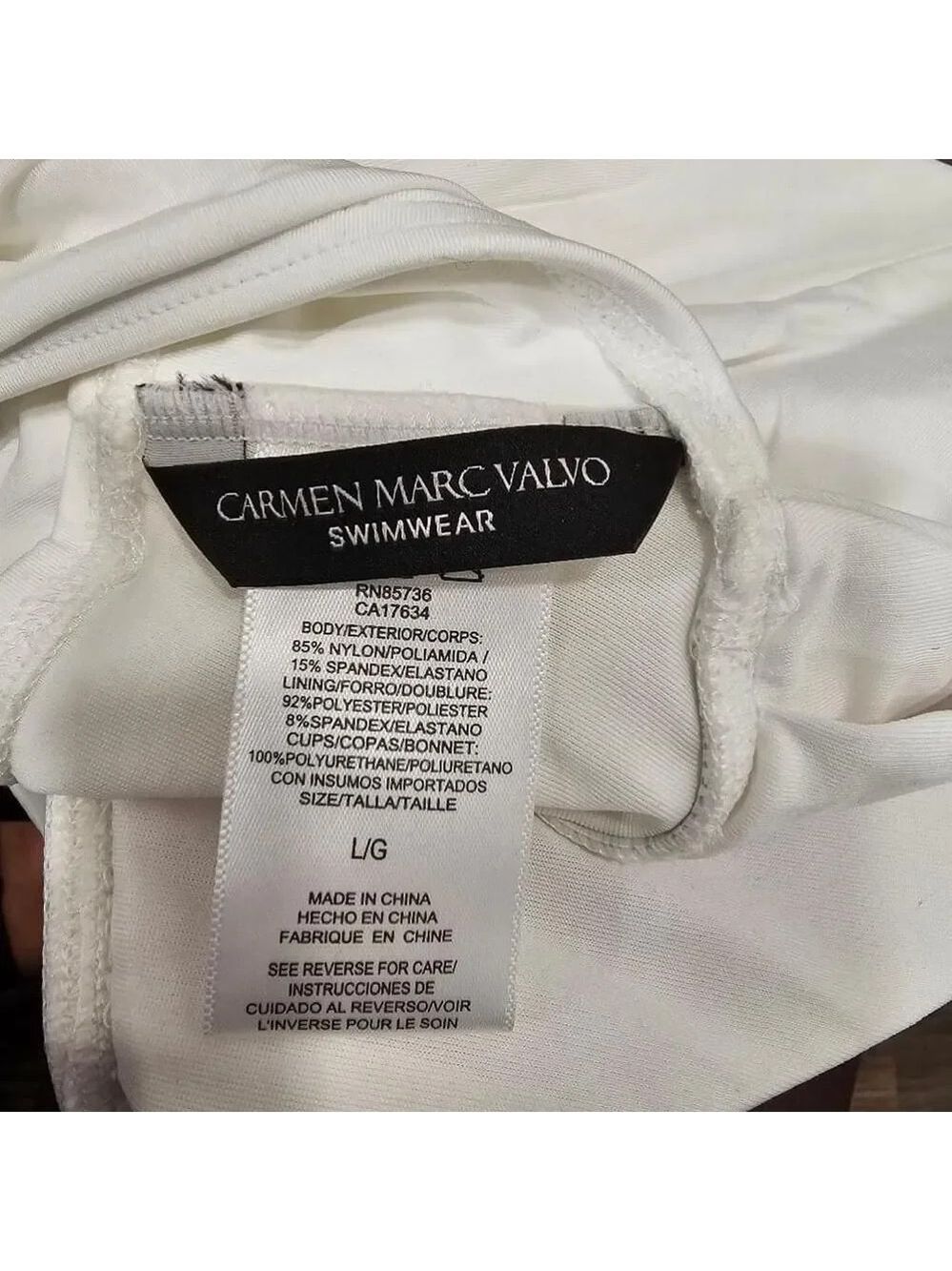 NWOT Carmen Marc Valvo White Swimsuit Top Size L - Picture 3 of 8